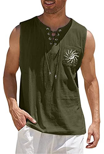 Tanktop Herren Gym,Tank Top Klettern Herren Frühling und Sommer Tops Casual Sport Ärmelloses Top Baumwolle Leinen Weste Solide Fitness Muscle Tank Top Casual Sports Ärmelloses Top Herren Tank Tops Ärm