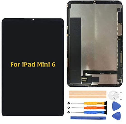 A-MIND per iPad Mini 6 2021 Sostituzione dello schermo A2568 Display LCD Touch Digitizer Assemblaggio completo con kit di strumenti di riparazione (nero)
