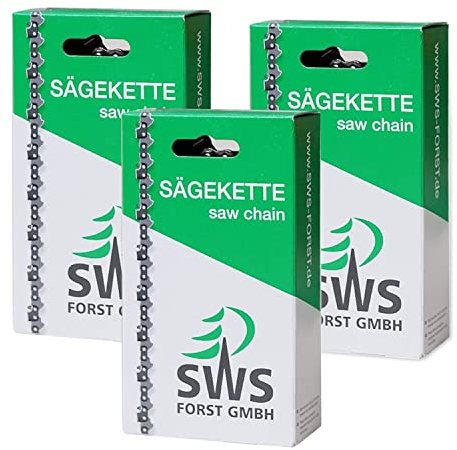 3 Stück SWS Forst GmbH Sägekette 3/8 1,3 mm Halbmeißel 56 Treibglieder kompatibel mit DOLMAR, Echo, EINHELL, HITACHI und andere