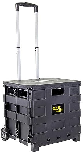 dbest products Quik Cart Sport Faltbare Rollkiste auf Rädern für Lehrer, Tragetasche, 36,3 kg Kapazität, aus robustem Kunststoff, als Sitz, schwarz, kompakt