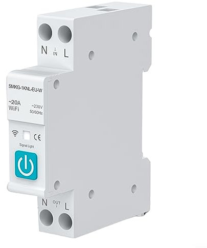 Interruttore automatico intelligente, 10-63A WIFI per Tuya Smart interruttore automatico 1P guida DIN interruttore telecomando per casa (20A)