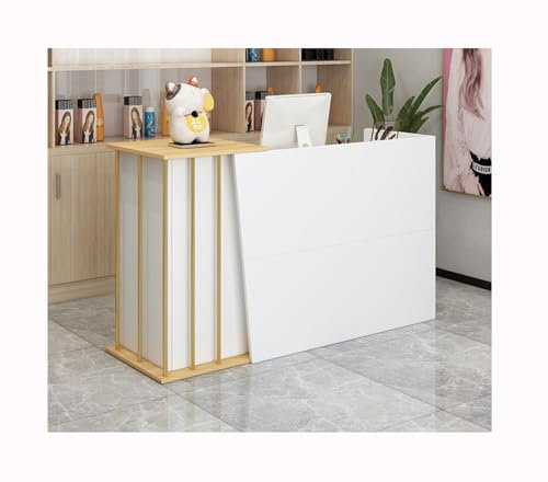 Reception Counter, Reception Desk, Reception Counter, Shop Counter, Sales Counter, with Keyboard Drawer, Reception Furniture,for Corporate Halls, Hotel Receptions(Size:warm white,Color:140x40x90cm)