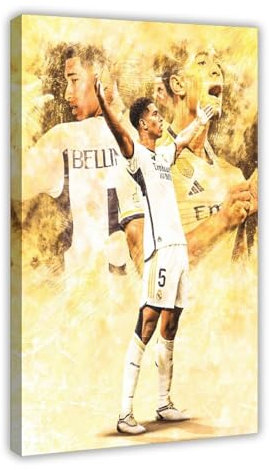 Jude Bellingham Fußball-Poster auf Leinwand, Wandkunst, Dekordruck, Gemälde für Wohnzimmer, Schlafzimmer, Dekoration, Rahmen-Stil, 20 x 30 cm
