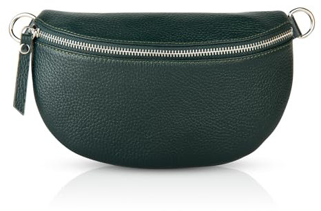 FASHION YOU WANT Damen Wildleder Leder Tasche Gürteltasche Crossbody Hüfttasche Bauchtasche Hüfttasche Umhängetasche Cross-Over Bodybag Schultertasche Handytasche Geldtasche (dunkelgrün)