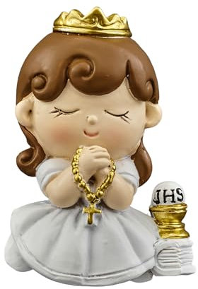 Doni Bomboniere Kommunion 12 Stück Magnete Mädchen mit weißem Magnet Konfekt Gastgeschenke Andenken Engel Mädchen Prinzessin mit Händen Rosenkranz zwischen der Bibel und dem Kelch