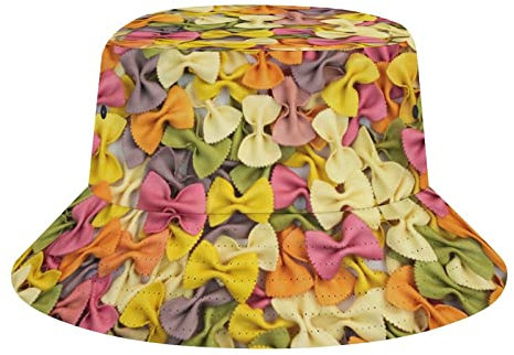 Peiyeety Pasta Lustige Lebensmittel Obst Gemüse Eimer Hut Sonnenhüte Fischer Outdoor Sommer Strand Reise Packable Casual Cap für Männer Frauen