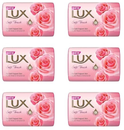 Lux Soft Touch Soap Bar Soap pack of 6, 80 grams/peice pink rose glow norishing soap.