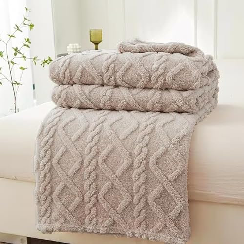VANJOROY Grande couverture polaire pour canapé et lit, 400 g/m², 100 % microfibre, pelucheuse, douce, chaude, confortable, moelleuse, pour lit, canapé, voyage, etc. (kaki, 150 x 200 cm)