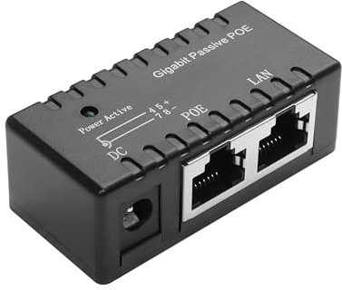 YAODHAOD POE Injector, Power Over Ethernet über Netzteil 12V 24V 48V, Entfernung bis zu 100m, Wandstecker Power über,inklusive 12V DC Kabel (1000Mbps/Stil B)