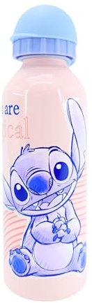 Disney Stitch Bouteille Réutilisable, Stitch et Angel Conception en Aluminium Résistant, Gourde pour Filles, Bouteille de Voyage, Capacité 500 ml (Bleu)