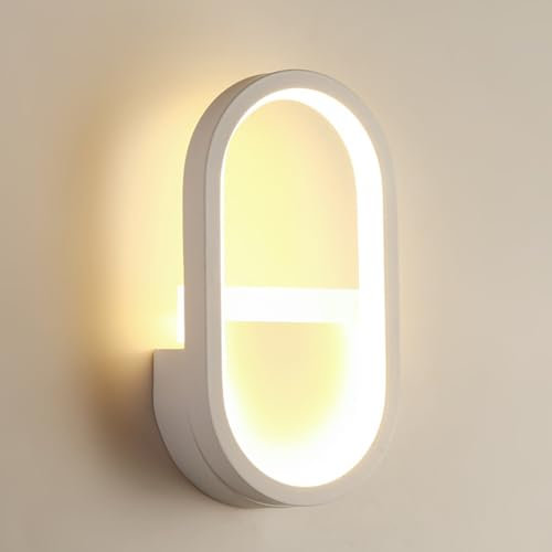 Mengjay Aplique de Pared led Interior, 16W Modern Lámpara de Pared Interior Regulable 3000K-6000K Luz Pared de Acrílico, Iluminación Interior para Dormitorio, Salón, Escaleras, Pasillo (Blanco)