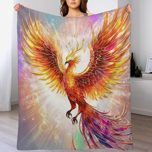 Kuscheldecke Phönix Wolldecke, Warme Flannel Fleecedecke Als Sofadecke, Couchdecke, Sofaüberwurf Und Bettdecke, Weiche Wohndecke Für Couch Und Sofa（130×180cm）