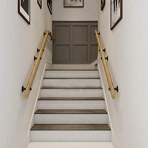 ASHILD Hölzerner Handlauf mit komplettem Set, Treppenstufe für ältere Kinder, Sicherheitsgeländer aus Holz, Rutschfester Handlauf für den Innen- und Außenbereich, 0,5 m ~ 3 m (Größe: 3 m (10 Fuß))