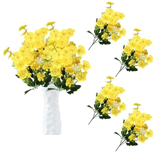 astylishome Artificial Flowers Indoor 100 Pcs Fake Flower Plants Outdoor Decor Faux Plant Plastic Bouquet Spring for Indoor Outside Home Kitchen Garden Porch Decor Yellow 0418