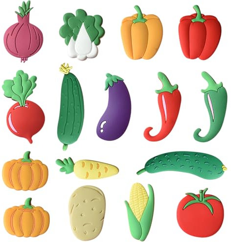 TYXHXTF 16 Piezas Verduras 3D de Dibujos Imanes de Refrigerador, Imanes de Nevera, Imanes Nevera, Imanes Potentes, para Nevera Oficina Imanes Pizarra Magnetica