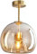 PZAOJAU Décor du Milieu du siècle pour la Maison, Moderne, Globe Semi-encastré, plafonnier en Verre ambré doré, Tige Industrielle, Gris fumé, luminaire de Couloir pour Ferme, Salle à Manger