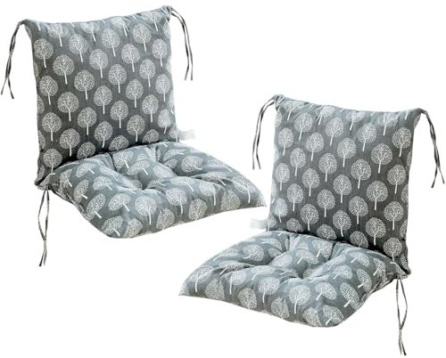 AHSBND 2er Pack Stuhlkissen Mit Rückenlehne Sitzkissen Rückenpolster Mit Gurtband Niedriglehnenkissen Gartenstuhlkissen 40x80cm Abnehmbares Rückenpolster(T-Style)