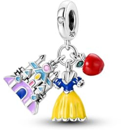 The Charmery Breloque en argent 925 avec motif princesse, château et pomme compatible avec les bracelets Pandora, Trollbeads, Chamilia, Biagi et beaucoup d'autres bracelets à breloques britanniques.