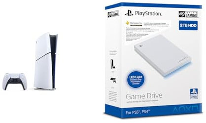 Sony, PlayStation 5 Édition Numérique, PS5 avec 1 Manette Sans Fil DualSense + Seagate Game Drive pour PS4/PS5, 2 to, USB 3.0, sous Licence Officielle, INCL. 2 semaines Playstation+