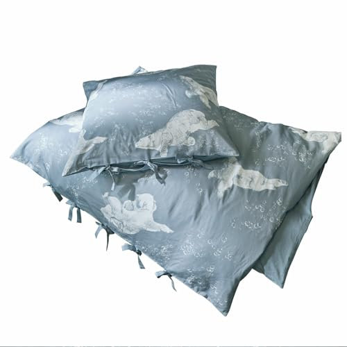 Loberon Bettwäsche Hugo, Eisbärenmuster-Print, Praktischer Bänderverschluss, Weiches & Glattes Material, Kinderzimmer, Kinderzimmertextilien, Baumwolle, blau