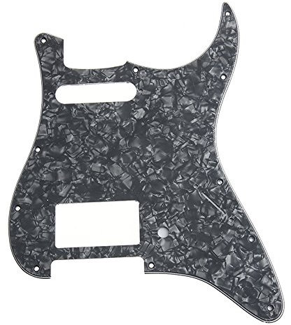 HS (Humbucker-Single) Strat Pickguard 11 Loch ST/Strat Style Pickguard für USA/Mexiko Stratocaster/Strat Vintage Style Gitarrenteile, 3-lagig mit Schrauben (Black Pearl)