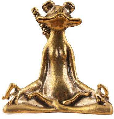 Frosch Meditation Frosch Figuren Metall Messing Frosch Statue Yoga Tischdeko Skulptur Garten Zen Frosch Figur für Schreibtisch Ornament Figu