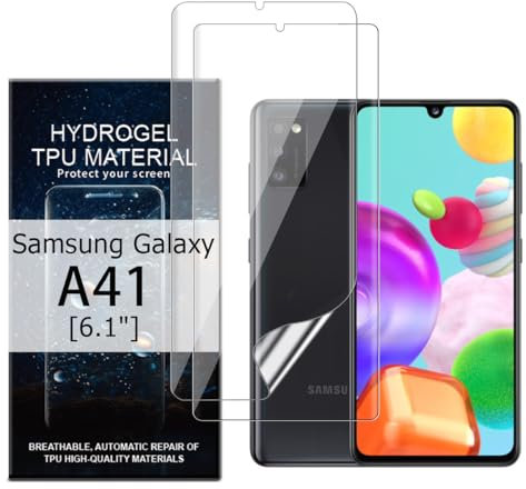 Glcrrpu Lot de 2 films de protection d'écran hydrogel pour Samsung Galaxy A41 (6,1) - Film de protection d'écran hydrogel souple en TPU transparent HD