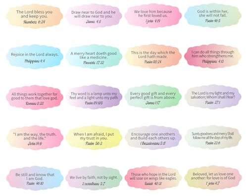 Tinoaly 200 Stück Bibelvers-Aufkleber, Inspirierende Bibelzitate, Christliche Religiöse Aufkleber, Motivierende Sticker für Flaschen, Laptops, Karten, Bastelarbeiten