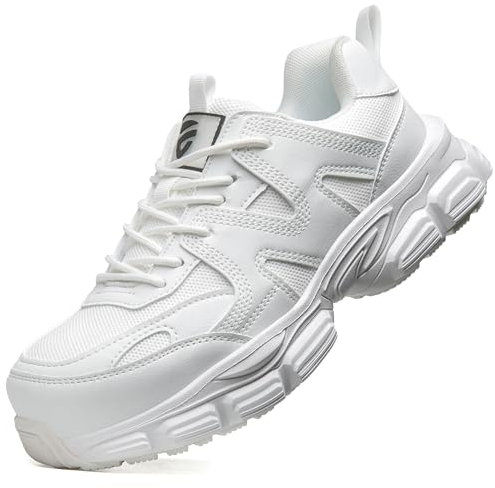 KOIFISH Chaussures de Sécurité Femme Légère Basket de Secruite Confortable Antidérapante Chaussures de Travail Embout Acier Respirante Blanc/39