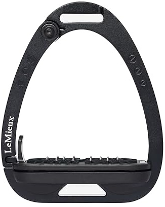 LeMieux Vector Control Stirrup - New Generation - Spring Loaded Hinged Arm - Cross Track Grip Surface - Black