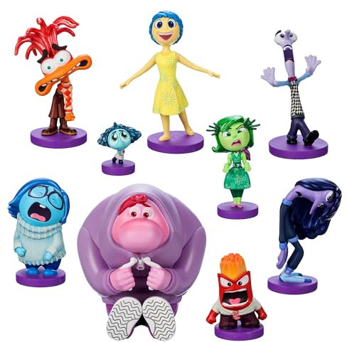 Disney Store Official - Alles Steht Kopf 2 - Figurenspielset - 9 geformte Spielzeuge - Mit Freude, Kummer, Wut, Zweifel, Ekel, Neid, Ennui, Peinlich und Angst
