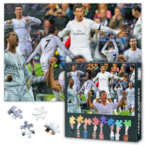 1000 Piece Soccer Superstar Jigsaw Puzzle Wall Art Legendary Football Player Premium Paper Sports Decor for Man Cave Game Room Fan Gift 27.5x19.7 Inch