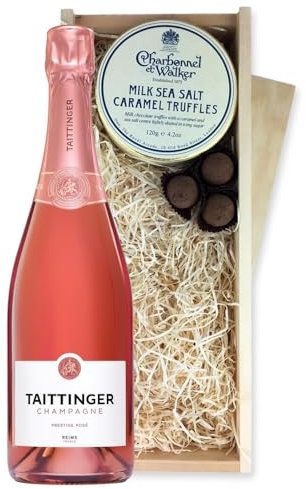 Taittinger Rose Champagne And Milk Sea Salt Charbonnel Chocolates Box 75cl 12.5% abv