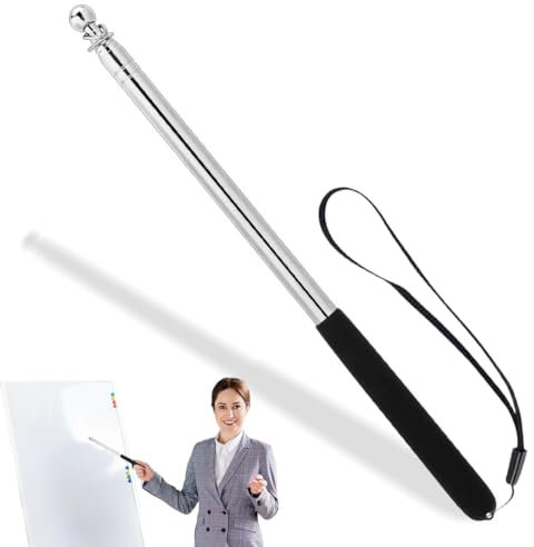 JEYORZY 1 Pezzi Bacchetta Telescopica Allungabile,Puntatore Telescopico,Bastone Telescopico, Indicatore per Insegnamento, Formatore, Seminari, Estensibile Fino a 100 CM, Acciaio Inox