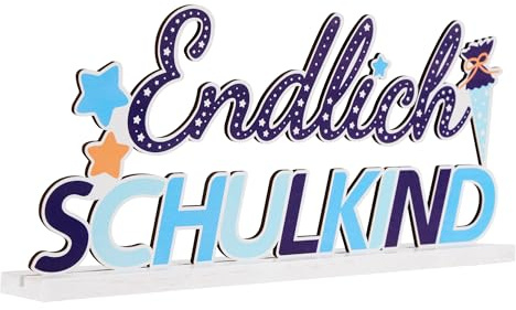 AWCIGG Einschulung Junge Deko Tischdeko Einschulung Blau, Endlich Schulkind Schriftzug Tischläufer mit Basis für Tischdekoration zum Schulanfang Einschulung Party(Rosa)