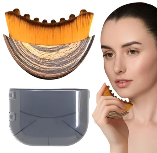 Lymphdrainage Gesichtsbürste aus Naturborsten - Trockenbürste für Gesichtsmassage, Förderung der Durchblutung, Sanft zur Haut