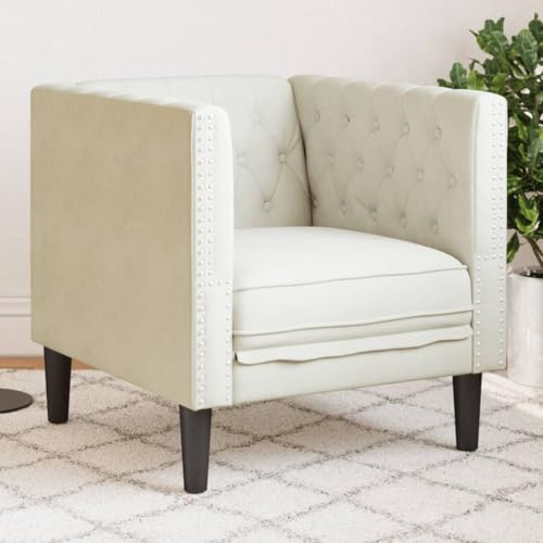 Massbinet Mini Couch Klein Gemütliches kleines Sofa für Jugendzimmer Aufstellen von Minisofa Couchs aus Vollholz Sofas Wohnzimmer Chesterfield-Sessel Creme Samt
