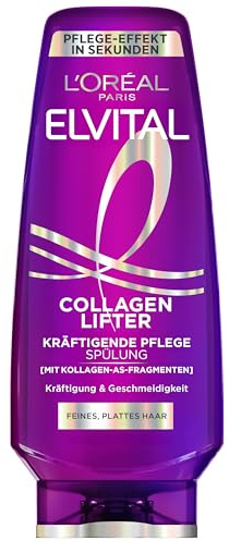 L’Oréal Paris Elvital Collagen Lifter Kräftigende Pflegespülung, hydratisierender Conditioner mit Kollagen-AS-Fragmenten, für feines & plattes Haar, mehr Volumen ohne Beschweren, 250 ml