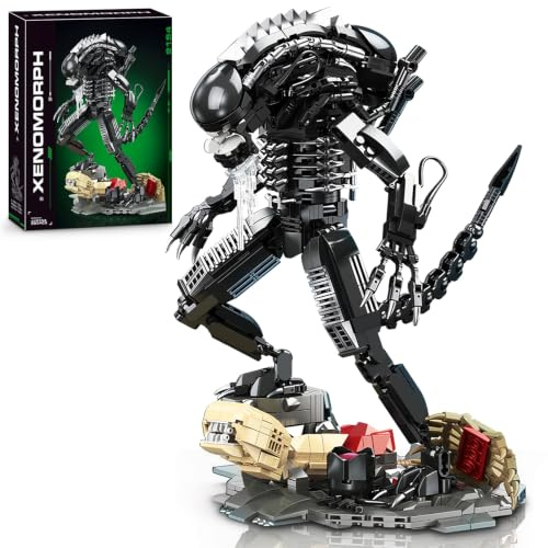Xenomorph Warrior Klemmbausteine für Erwachsene,882 Stück Horror Action Alien Mech Figur Modell mit Basis Kleinem Facehugger Kreatives Geburtstage Junge Menschen