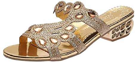 Cocila Sandali Eleganti Da Donna Con Tacco Piume Alto Scarpe E Estivo Strass Primavera Casual Tacchi (Gold, 37) Argento Estive 42 Oro A Spillo Alla Schiava Rossi Fucsia Blu Cerimonia Borchie