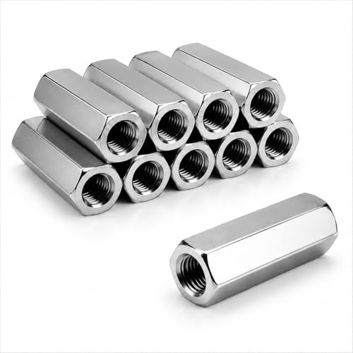 Nasxkji Tuercas largas M8 x 40 mm, 10 unidades de acero inoxidable | 10 tuercas largas M8 x 40 mm, acero inoxidable 304, para barras roscadas, tornillos, reparación y montaje de muebles