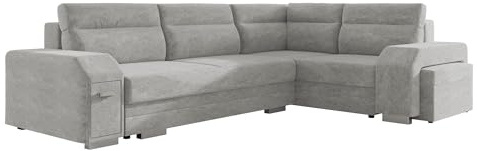 Mirjan24 Ecksofa Alvares, inkl. Polsterhocker und Barfach, Eckcouch mit Bettkasten und Schlaffunktion, Couchgarnitur, Couch, Schlafsofa, Polsterecke (Nazar 225.05, Seite: Rechts)