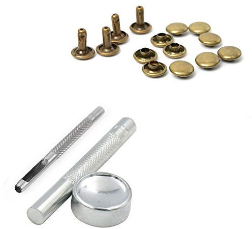 Set 100 Stück Double Cap Stahlrohr Nieten und Stift leathercrafts Ohrstecker Repair Fassung Punch hand Qualitätswerkzeug von Hochzeit Decor, metall, bronze, 12 mm