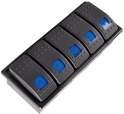 Mintice 5 Stück KFZ Kippschalter Druckschalter Schalter Wippschalter Wasserdicht 12V 20A 24V 10A Blau Licht 4Pin AN/AUS Schalterhalter