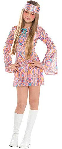 amscan 9902833 Désguisements Diva Du Disco Pour Enfants Filles 8-10 Années, Rose