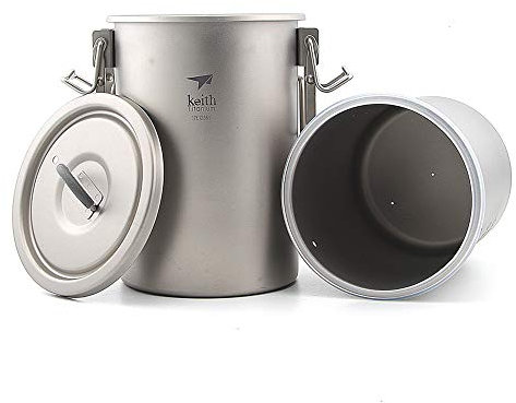 Keith Ti6300 Titan Outdoor Camping Kochtopf mit klappbaren Griffen, Wanderkocher, Reise-Kochgeschirr, 900 ml, 256 g