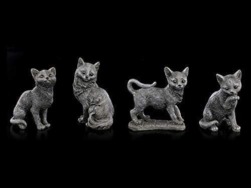 Schwarze Glücks-Katzen Figuren - 4er Set | Tierfigur, handbemalt