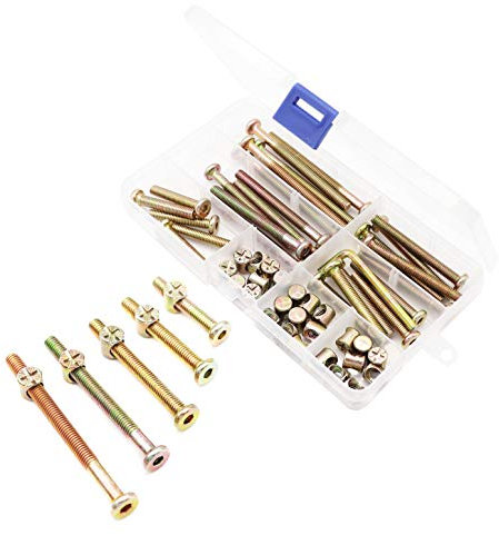 binifiMux Baby Crib Hardware Ersatzteile, verzinkt, Innensechskantschrauben, Zylindermuttern-Set für Kinderbett, Kinderstühle, Bettmöbel, M6 x 35 mm, 45 mm, 55 mm, 65 mm, 75 mm