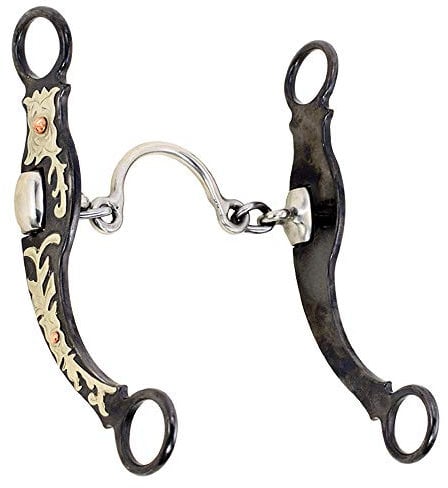 HILASON Ported Chain Curb Bit Handgefertigtes florales Westernpferdegebiss
