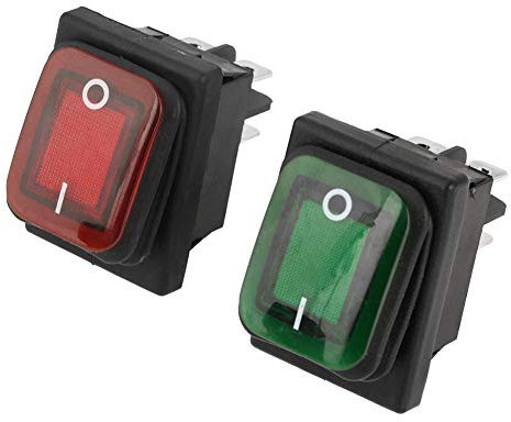 Interruptor Basculante 4 Pines para Soldar En Plata,On-Off 220V Interruptor de Botón Rojo Verde Impermeable,Interruptor de Barco Resistencia al Agua, al Polvo y al Aceite